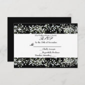 Black & White Babys Breath Floral RSVP-kaart RSVP Kaartje (Voorkant / Achterkant)