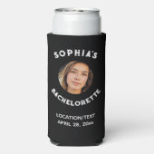 Black White Bacherolette Party Favor Bride Foto Seltzer Blikjeskoeler (Seltzer Achterkant)