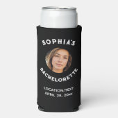 Black White Bacherolette Party Favor Bride Foto Seltzer Blikjeskoeler (Seltzer Voorkant)