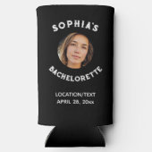 Black White Bacherolette Party Favor Bride Foto Seltzer Blikjeskoeler (Achterkant)