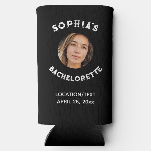 Black White Bacherolette Party Favor Bride Foto Seltzer Blikjeskoeler (Achterkant)