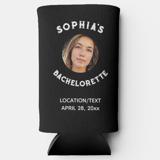 Black White Bacherolette Party Favor Bride Foto Seltzer Blikjeskoeler (Voorkant)