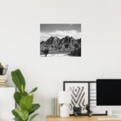 Black & White Badlands Rock Formaties 16x20 Poster (Thuiskantoor)