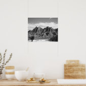 Black & White Badlands Rock Formaties 16x20 Poster (Keuken)