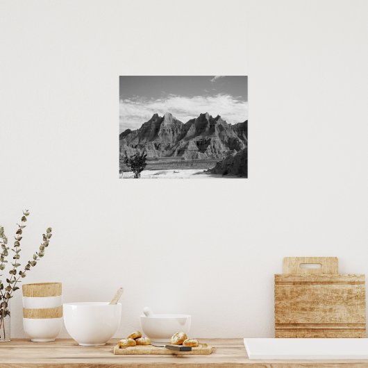 Black & White Badlands Rock Formaties 16x20 Poster (Keuken)