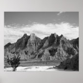 Black & White Badlands Rock Formaties 16x20 Poster (Voorkant)