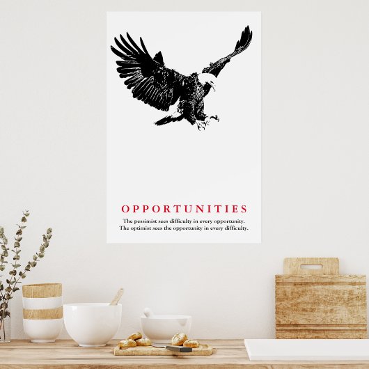 Black White Bald Eagle Motivatie mogelijkheden Poster (Keuken)