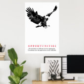 Black White Bald Eagle Motivatie mogelijkheden Poster (Thuiskantoor)
