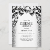 Black White Balloons Retirement Party Kaart (Voorkant)