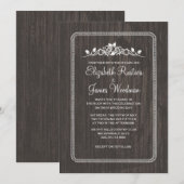 Black White Barn Wood Wedding Invitations Kaart (Voorkant / Achterkant)