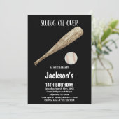 Black White Baseball Birthday-uitnodigingen Kaart (Staand voorkant)