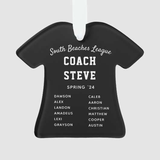 Black & White Baseball Coach Team Jersey Ornament (achterkant)