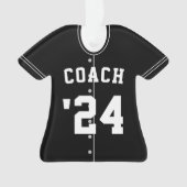 Black & White Baseball Coach Team Jersey Ornament (voorkant)