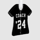 Black & White Baseball Coach Team Jersey Ornament (voorkant)
