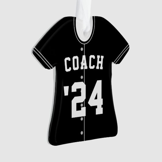 Black & White Baseball Coach Team Jersey Ornament (voorkant)