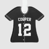 Black & White Baseball Jersey Player Stats Ornament (voorkant)