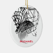 Black & White Basketball Add Your Name Keramisch Ornament (Rechts)