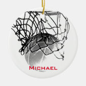 Black & White Basketball Add Your Name Keramisch Ornament (Voorkant)