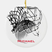 Black & White Basketball Add Your Name Keramisch Ornament (Achterkant)