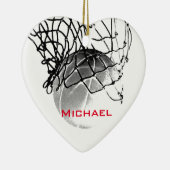 Black & White Basketball Add Your Name Keramisch Ornament (Rechts)