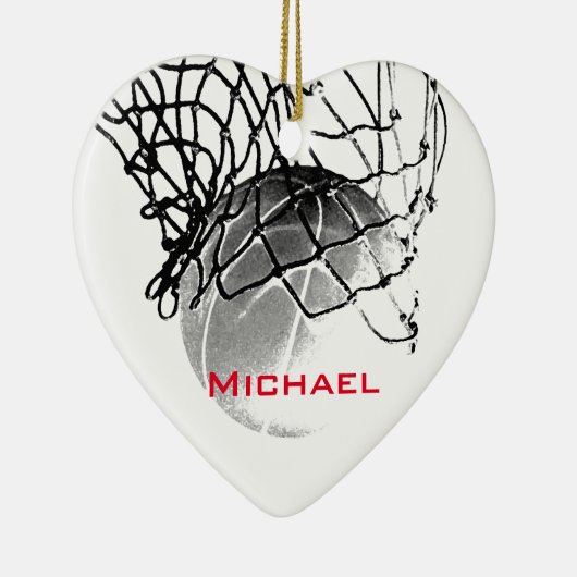 Black & White Basketball Add Your Name Keramisch Ornament (Rechts)