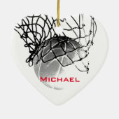 Black & White Basketball Add Your Name Keramisch Ornament (Achterkant)