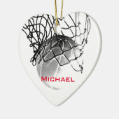 Black & White Basketball Add Your Name Keramisch Ornament (Links)