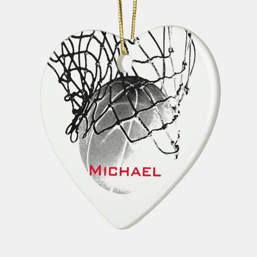 Black & White Basketball Add Your Name Keramisch Ornament (Links)