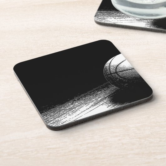 Black White Basketball Art Bier Onderzetter (Linkerzijde)