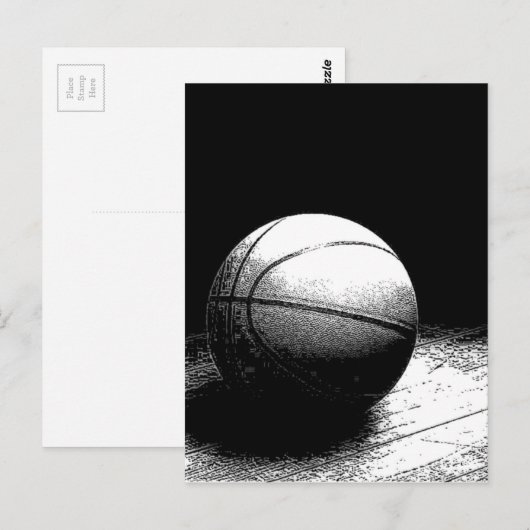 Black White Basketball Art Briefkaart (Voorkant / Achterkant)