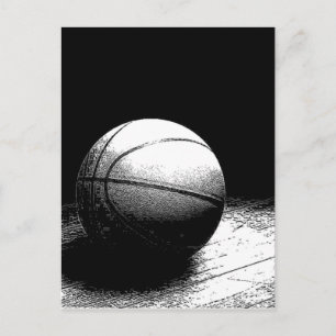 Black White Basketball Art Briefkaart