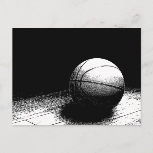 Black White Basketball Art Briefkaart (Voorkant)