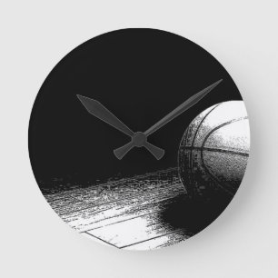 Black White Basketball Art Ronde Klok