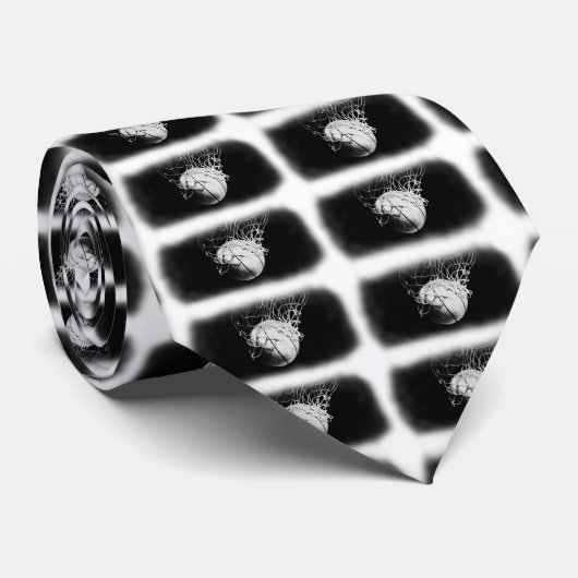 Black & White Basketball Art Stropdas (Opgerold)