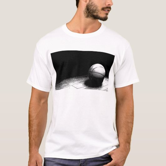 Black White Basketball Art T-shirt (Voorkant)