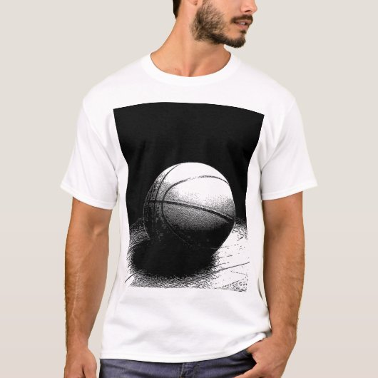 Black White Basketball Art T-shirt (Voorkant)