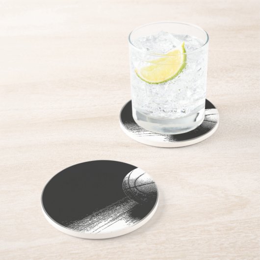 Black White Basketball Art Zandsteen Onderzetter (Zijkant)