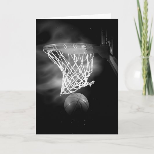 Black & White Basketball Artwork Greeting Card Kaart (Voorkant)
