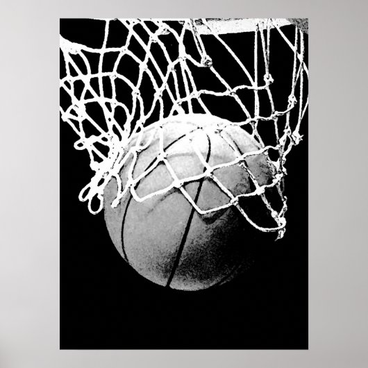 Black White Basketball Print Poster (Voorkant)