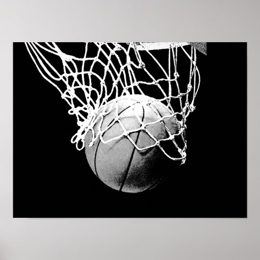 Black White Basketball Print Poster (Voorkant)