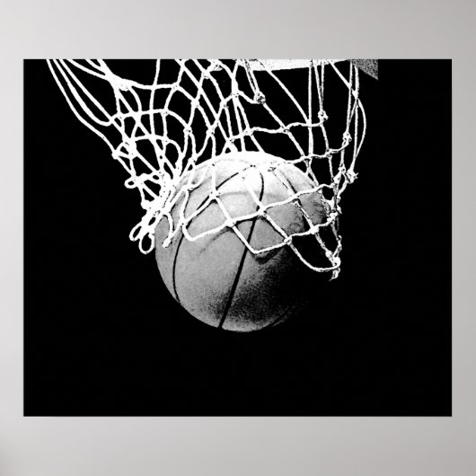Black White Basketball Print Poster (Voorkant)