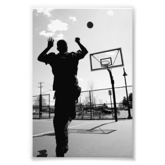 Black & White Basketball Toss Foto Afdruk
