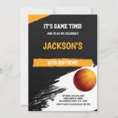 Black & White Basketball Verjaardag Uitnodiging (Voorkant)