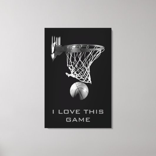 Black White Basketball Wrapped Canvas (Voorkant)