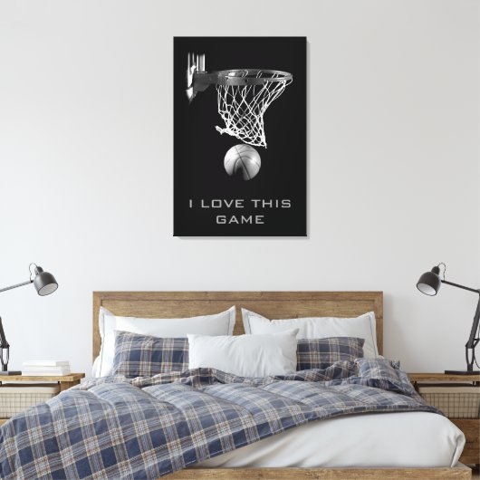 Black White Basketball Wrapped Canvas (Insitu (Slaapkamer))