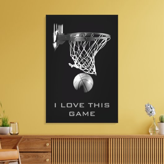 Black White Basketball Wrapped Canvas (Insitu (Woonkamer))