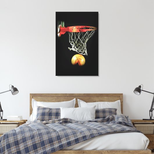 Black White Basketball Wrapped Canvas (Insitu (Slaapkamer))