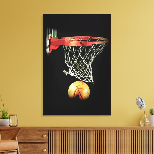 Black White Basketball Wrapped Canvas (Insitu (Woonkamer))