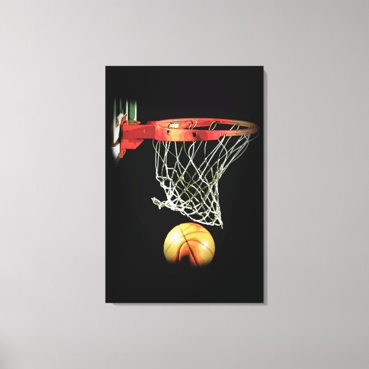 Black White Basketball Wrapped Canvas Afdruk (Voorkant)