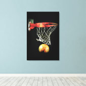 Black White Basketball Wrapped Canvas Afdruk (Insitu (Houten vloer))